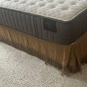 Ballard Queen Size Burlap Fringe Bedskirt